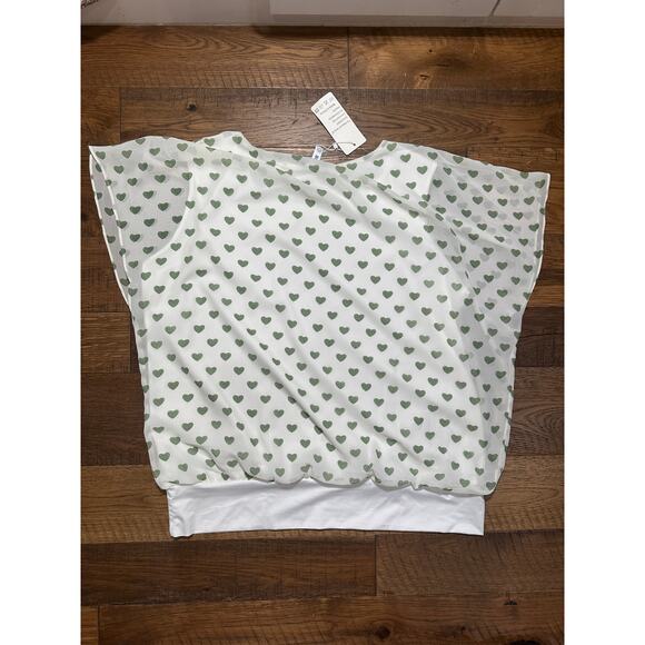 Bishops sheer white and green heart top 2XL - Picture 2 of 4